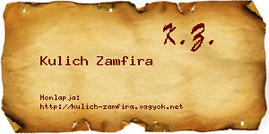 Kulich Zamfira névjegykártya